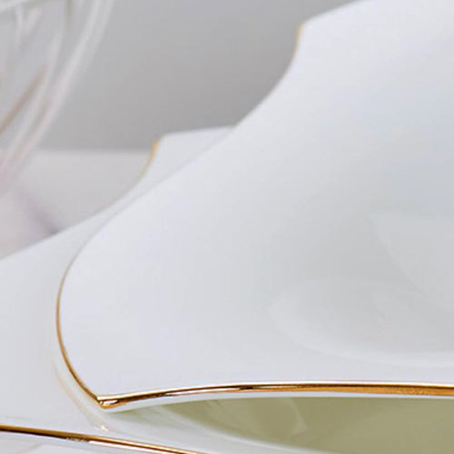 Bone China Deep Plate - Pinwheel Shaped with Concave Circle