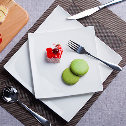Bone China Dinnerware - Square Plate in Creamy White