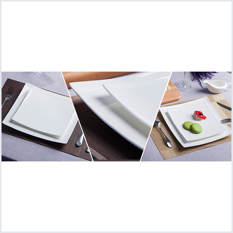 Bone China Dinnerware - Square Plate in Creamy White