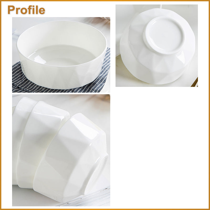 Bone China Tableware - Octagon Bowl in Creamy White