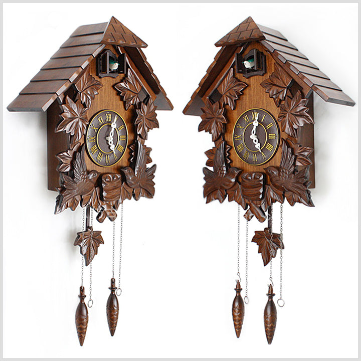 31" Hand Carved Wooden Cuckoo Clock - Bird Chiming the Hour