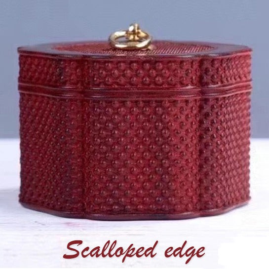Storage Jar with Decorative Carvings - Handmade of Blood Sandalwood