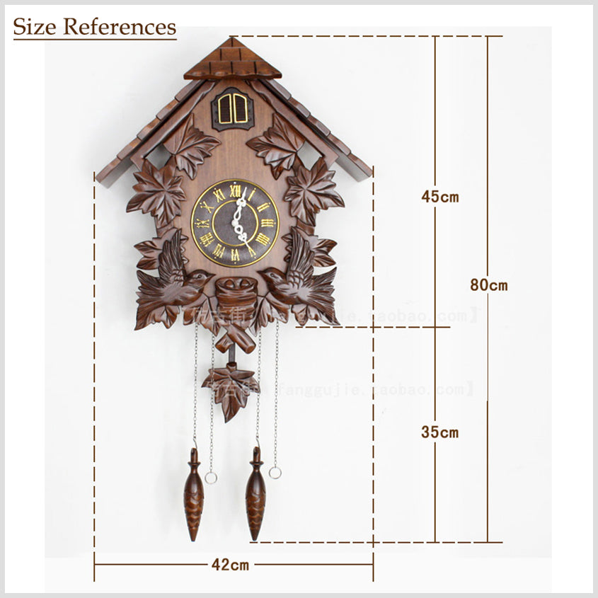 31" Hand Carved Wooden Cuckoo Clock - Bird Chiming the Hour
