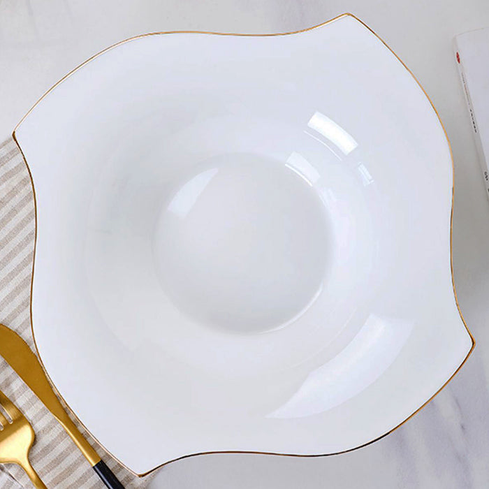 Bone China Deep Plate - Pinwheel Shaped with Concave Circle