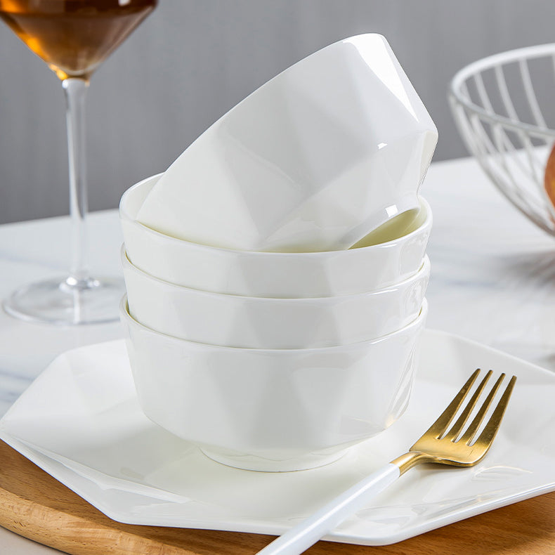 Bone China Tableware - Octagon Bowl in Creamy White