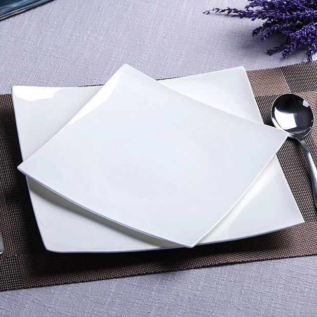 Bone China Dinnerware - Square Plate in Creamy White
