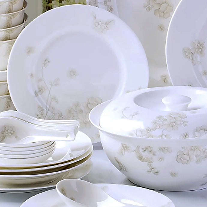 Bone China Dinnerware Set - Floral Motif in Pale Tone