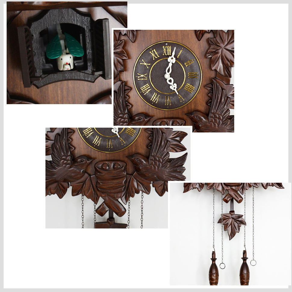 31" Hand Carved Wooden Cuckoo Clock - Bird Chiming the Hour