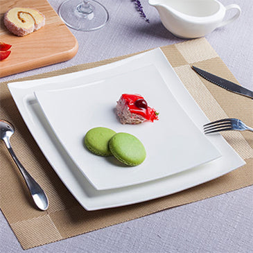 Bone China Dinnerware - Square Plate in Creamy White