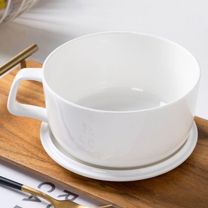 Bone China Noodle Bowl - with Lid & Handle