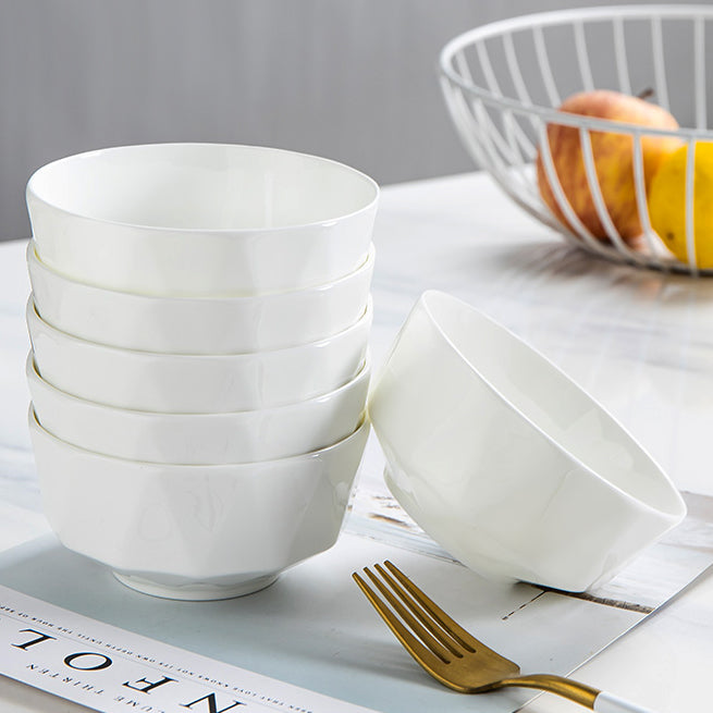 Bone China Tableware - Octagon Bowl in Creamy White