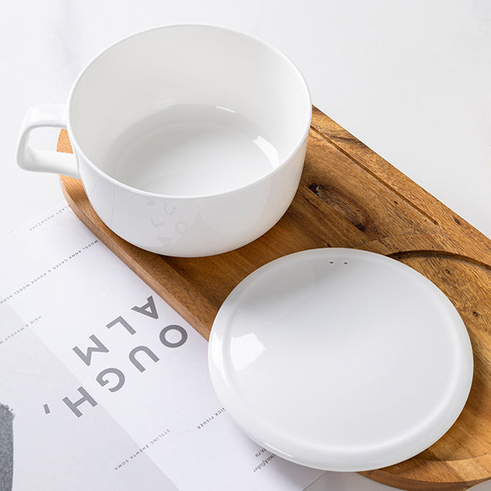 Bone China Noodle Bowl - with Lid & Handle