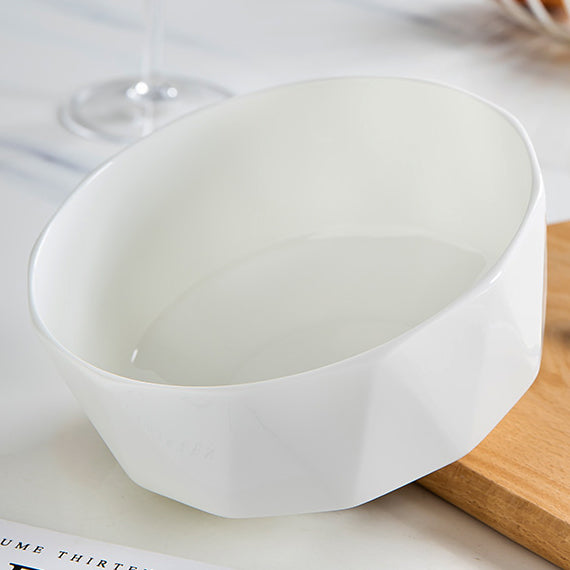 Bone China Tableware - Octagon Bowl in Creamy White