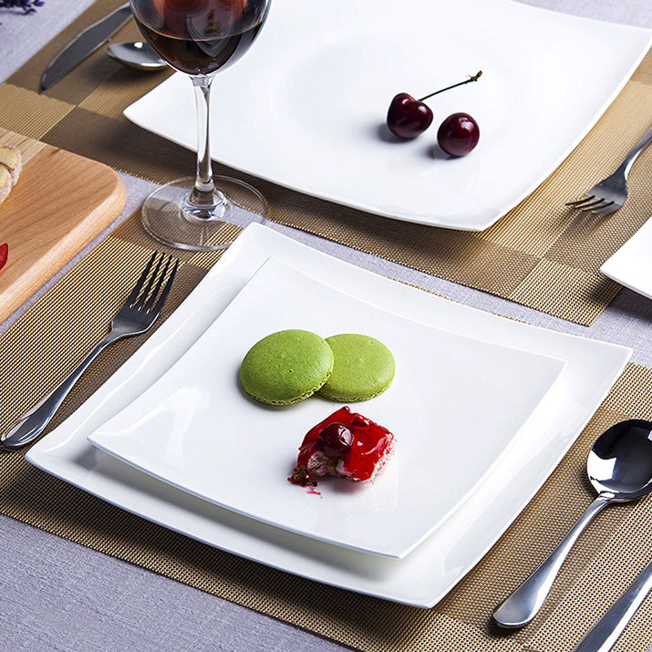 Bone China Dinnerware - Square Plate in Creamy White