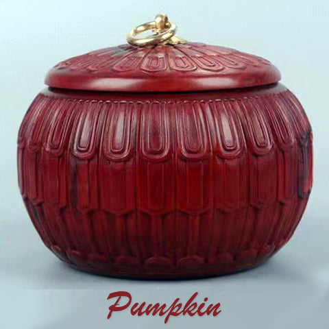 Storage Jar with Decorative Carvings - Handmade of Blood Sandalwood