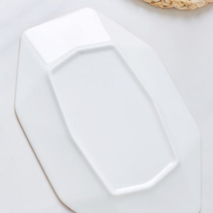 Bone China Dinnerware -Octagon Fish Platter in Creamy White