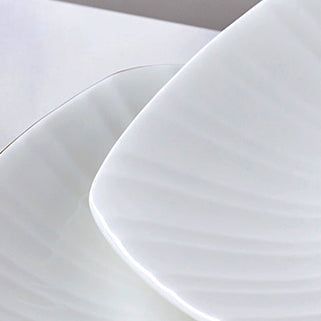 Bone China Square Plate - with Ribbed Front Edge