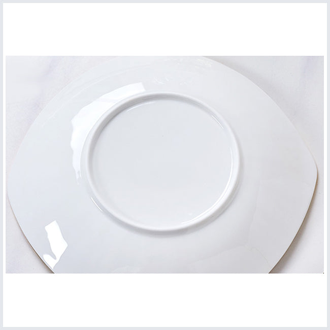 Bone China Square Plate - with Ribbed Front Edge