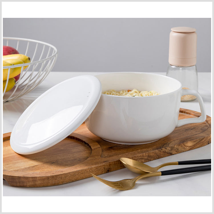 Bone China Noodle Bowl - with Lid & Handle
