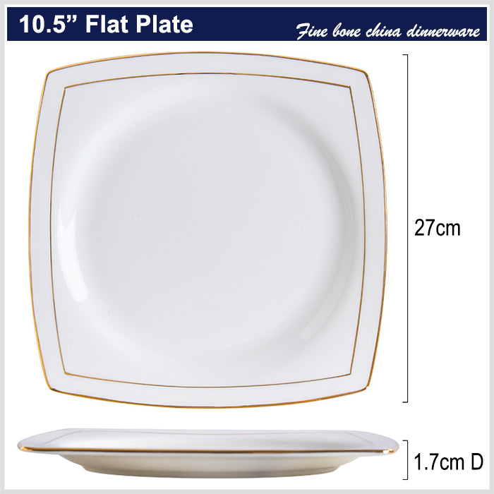 Bone China Dinnerware - Square Plate & Concave Circle