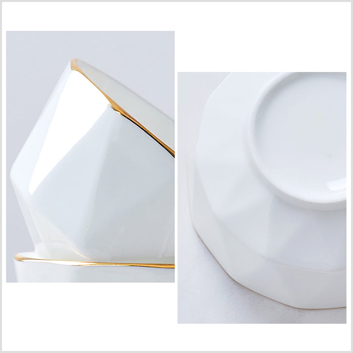 Bone China Tableware - Octagon Bowl with Gold Rim