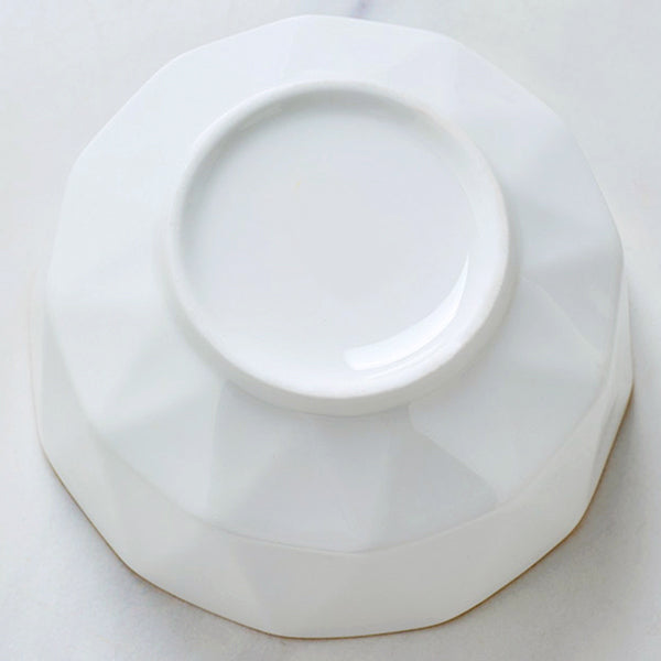 Bone China Tableware - Octagon Bowl with Gold Rim