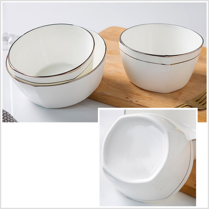 Bone China Tableware - Square Bowl with Curved Edge