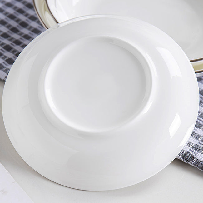 Bone China Dinnerware - Soup Plate with Silver Rim