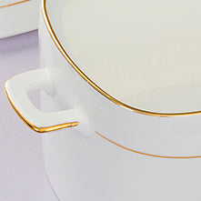 Bone China Square Soup Tureen - White W/Gold Rim or W/O Rim