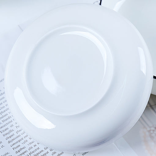 Bone China Round Plate - White with Black Rim