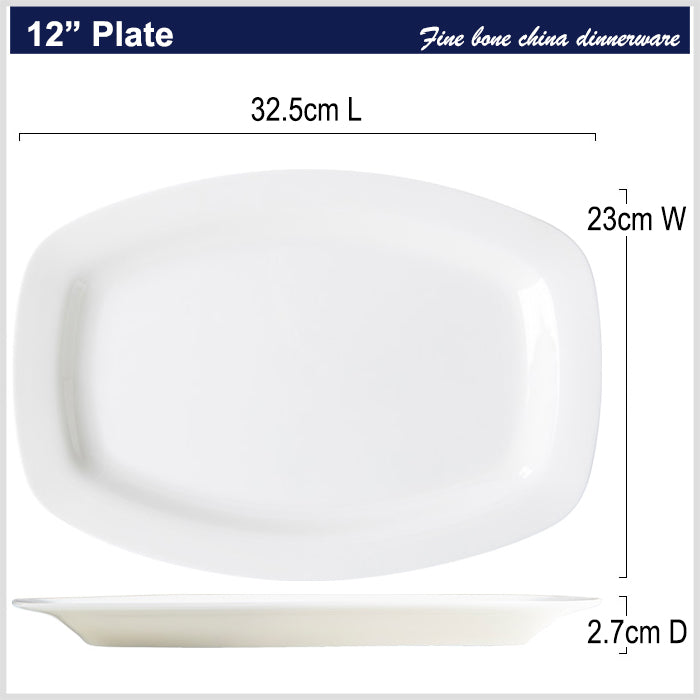 Bone China Fish Platter - Rectangle with Curved Edge