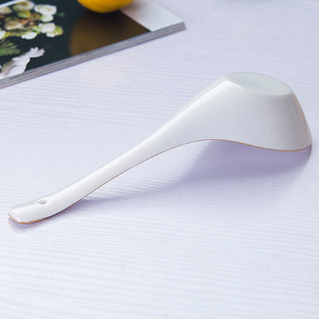 Bone China Spoon Set - White with Gold Rim