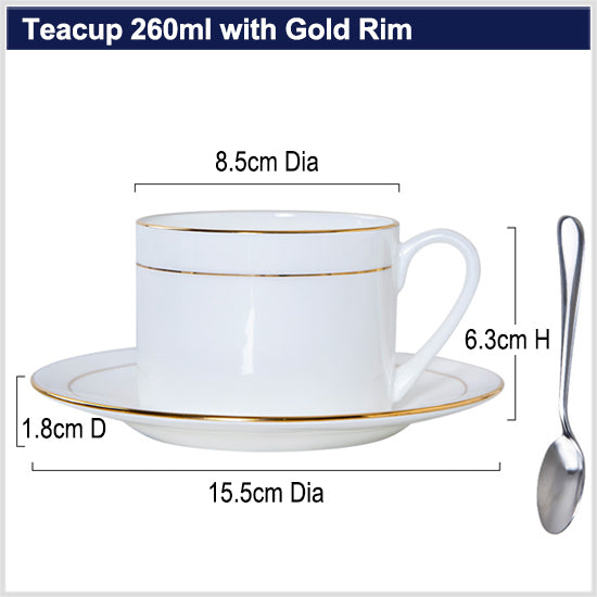 Bone China Tea Cup & Saucer - Different Sizes Available