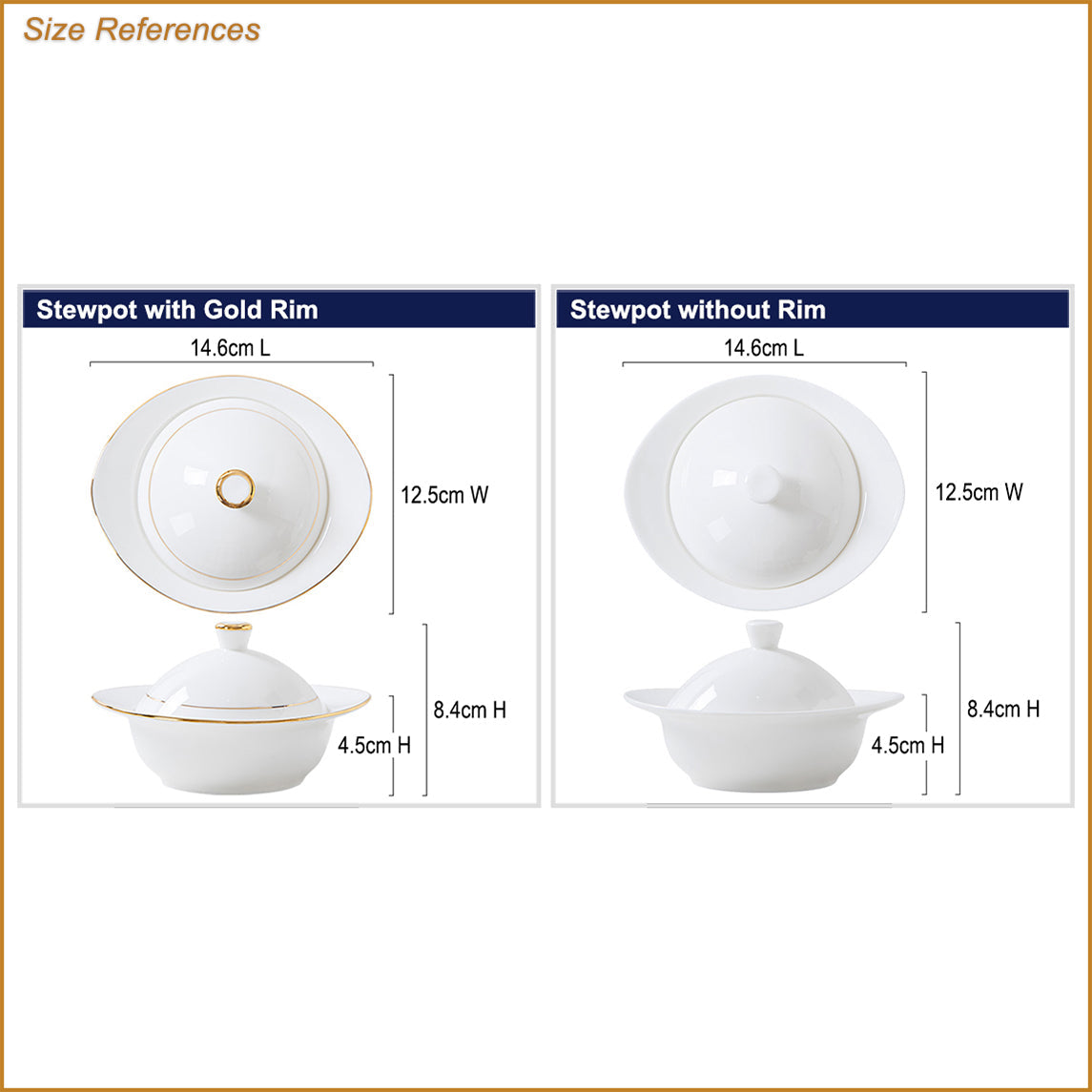 Bone China Steam Soup Bowl W/ Lid - Ellipse in Front