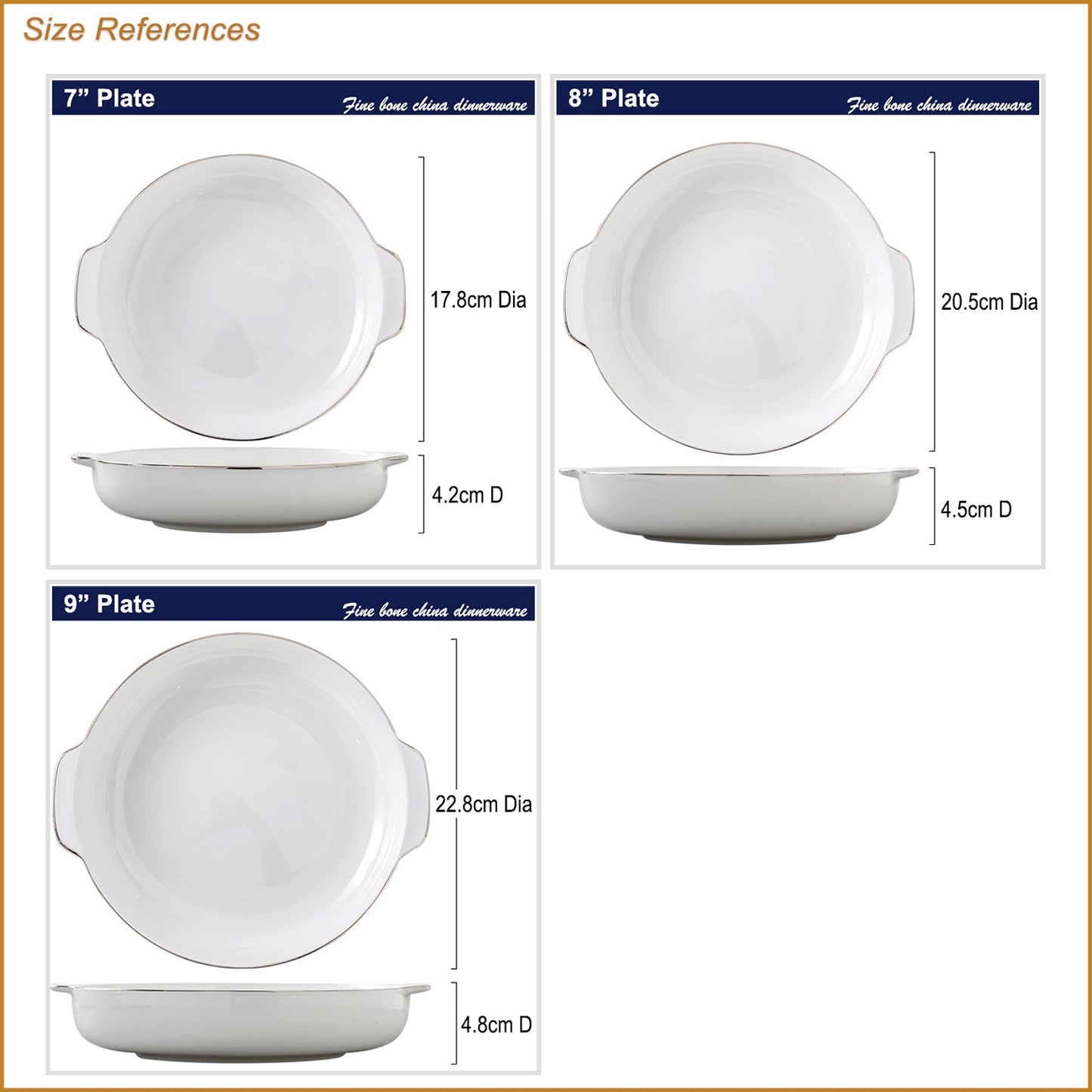 Bone China Dinnerware - Earred Dish with Silver Rim
