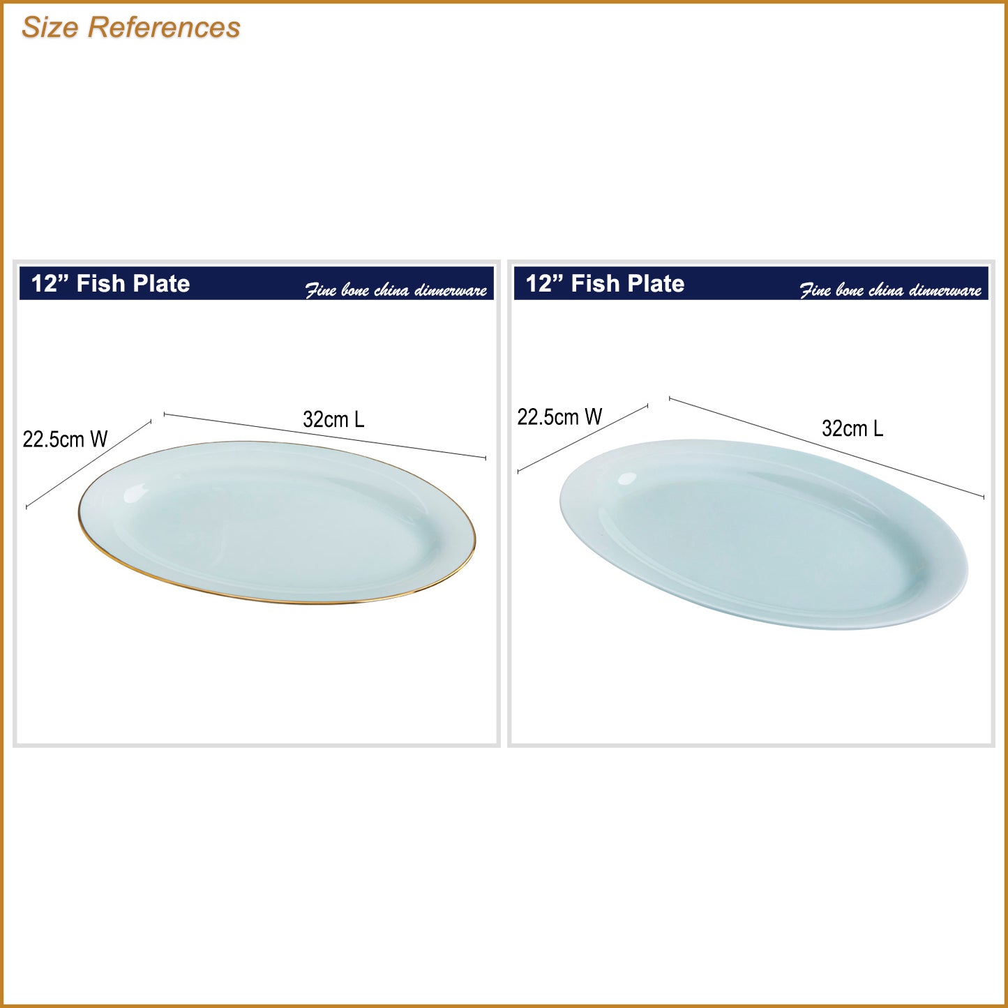 Bone China Celadon Dinnerware - Elliptical Fish Platter