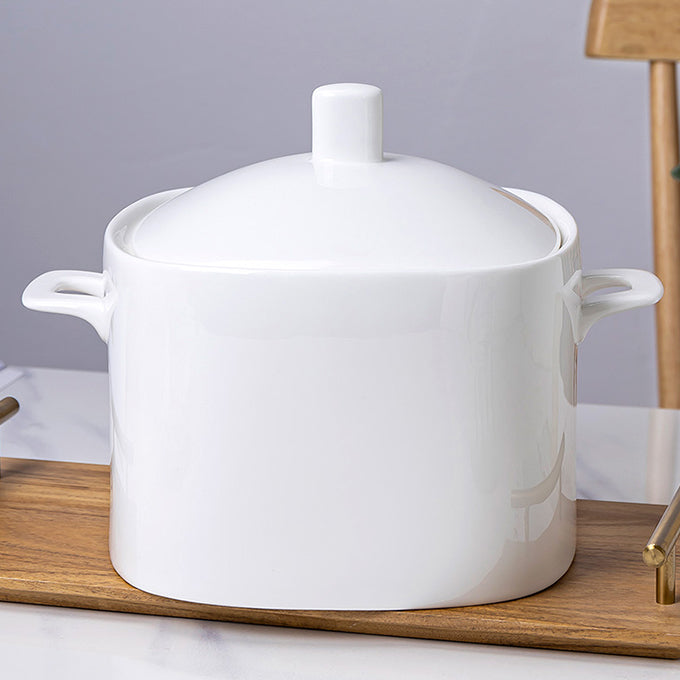 Bone China Square Soup Tureen - White W/Gold Rim or W/O Rim