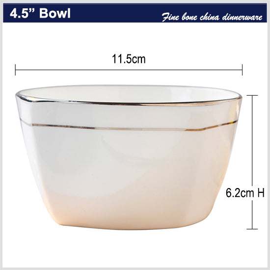 Bone China Tableware - Square Bowl with Curved Edge