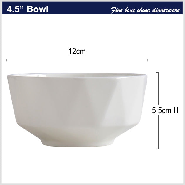 Bone China Tableware - Octagon Bowl in Creamy White