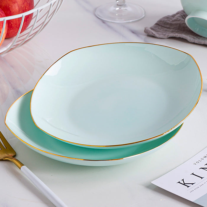 Bone China Celadon Plate - Square with Curved Edge