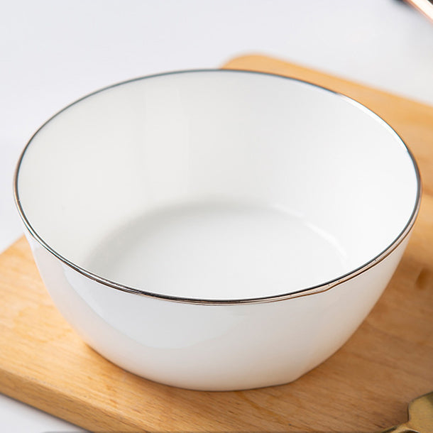Bone China Tableware - Square Bowl with Curved Edge