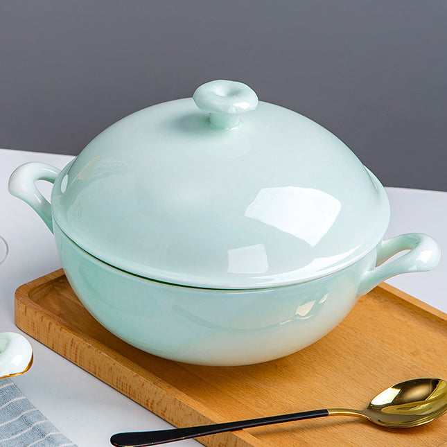 Bone China Celadon Soup Tureen - with Gold Rim or without Rim