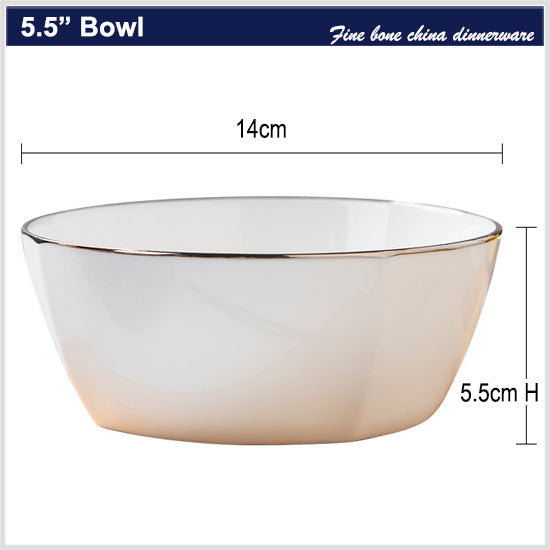 Bone China Tableware - Square Bowl with Curved Edge