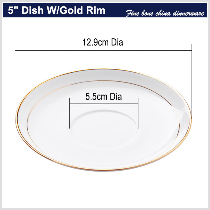 Bone China Sauce Dish - with Options of Gold Rim, Silver Rim or without Rim