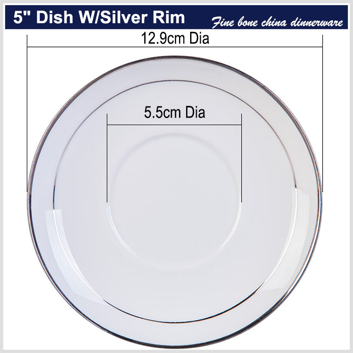 Bone China Sauce Dish - with Options of Gold Rim, Silver Rim or without Rim