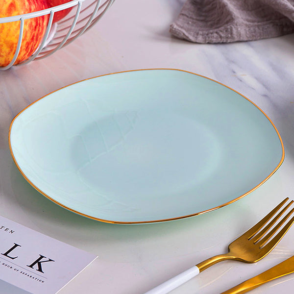 Bone China Celadon Plate - Square with Curved Edge