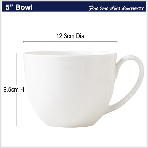 Bone China Bowl with Handle - in Creamy White