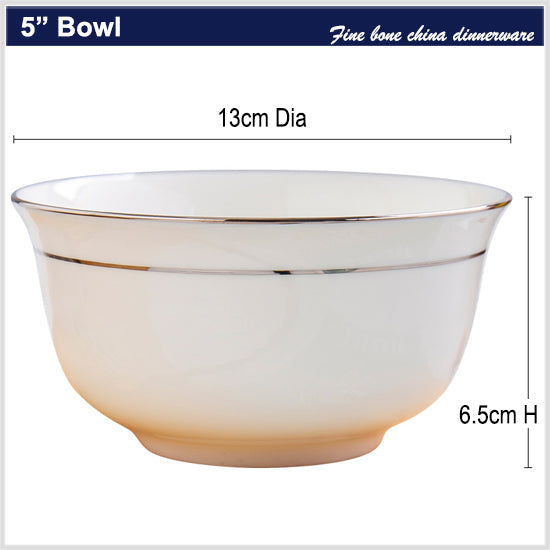 Bone China Bell Bowl - White with Silver Rim & Foot