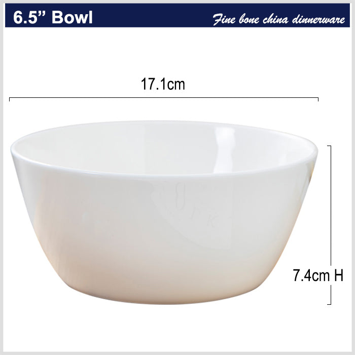 Bone China Tableware - Round Bowl with Ridges on Four Sides