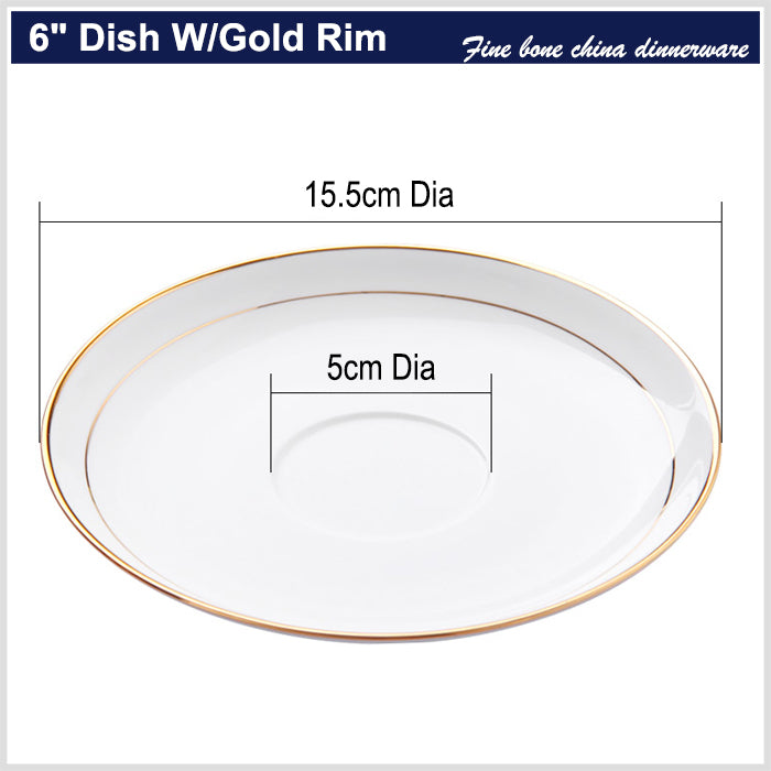 Bone China Sauce Dish - with Options of Gold Rim, Silver Rim or without Rim